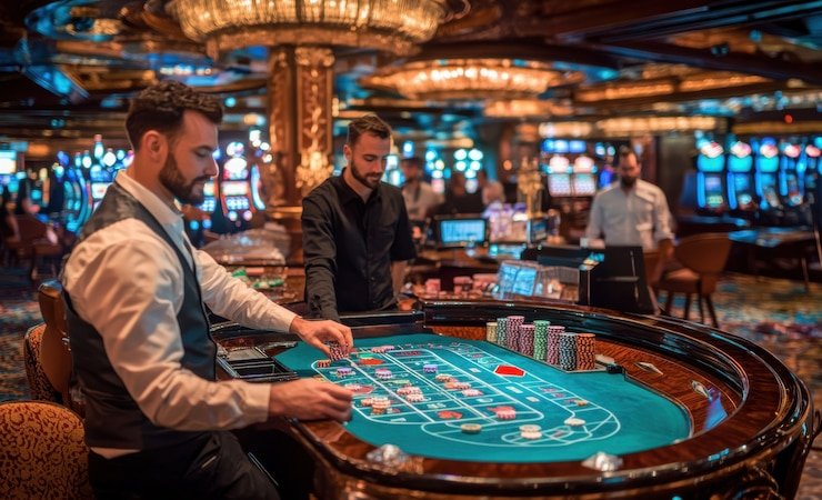 Tampilan permainan live-dealer Playtech dengan dealer asli di exterminator